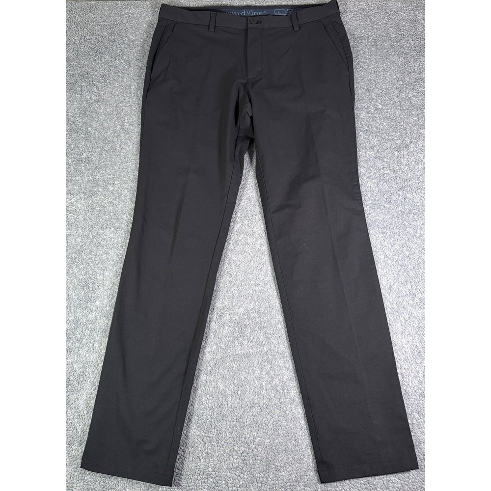 Vineyard Vines Men's Performance Pants 36x34 Black Chino Golf Stretch Whale Logo
